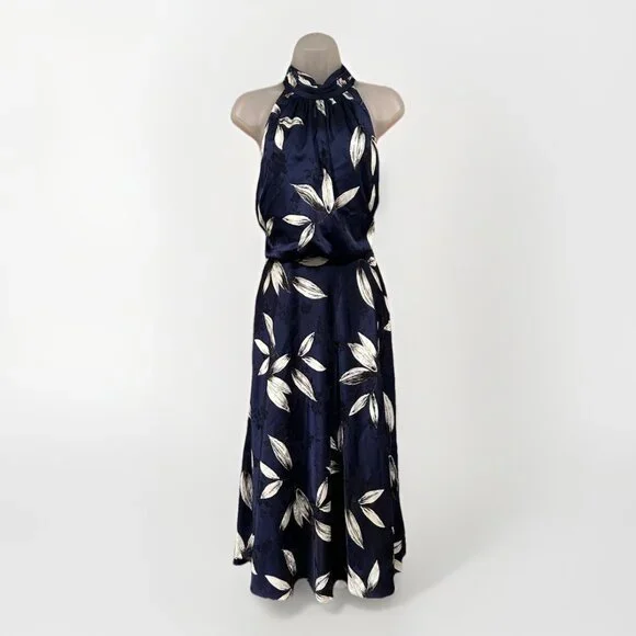 Chico's Women's Adrianna Papell Floral-print Halter Midi Dress Adrianna Papell | Dresses | Adrianna Papell Halter Midi Dress Blue Floral Wedding  Guest Womens Size 8 | Poshmark